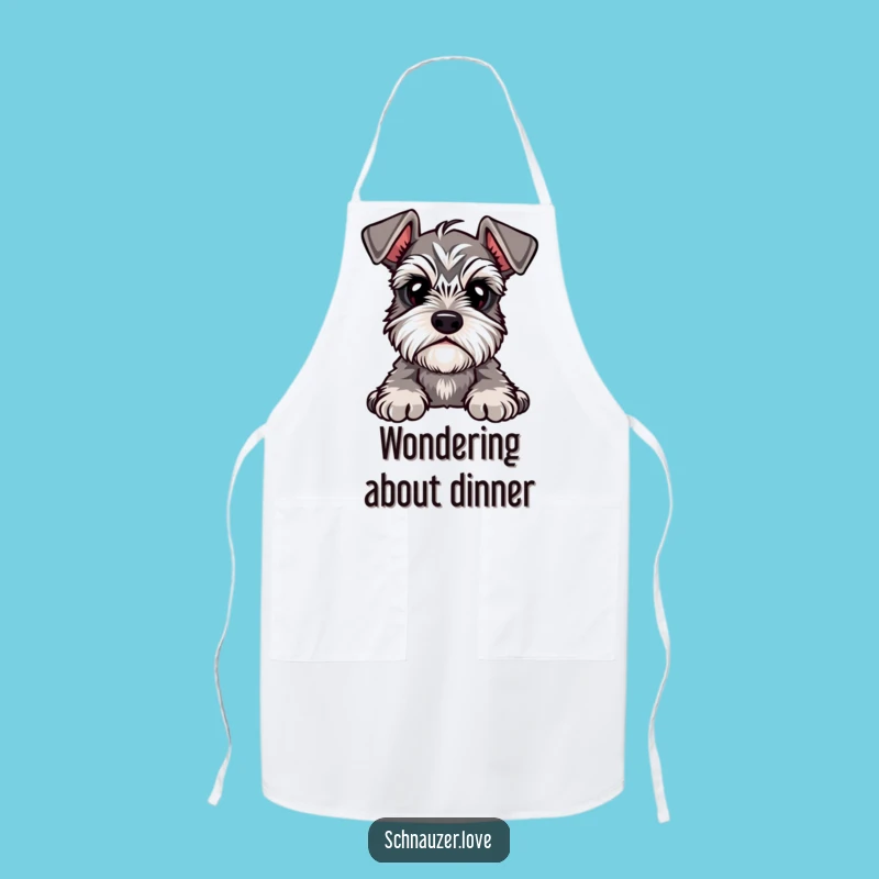 Funny Schnauzer Apron, Chef's Eyebrow Tilt Kitchen Wear for Puzzled Gift