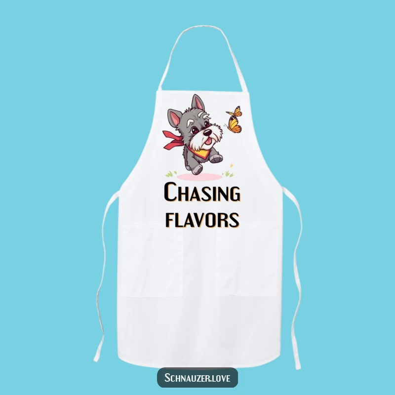 Funny Schnauzer Butterfly Apron: Cook with Playful Pup, Perfect Chef Gift