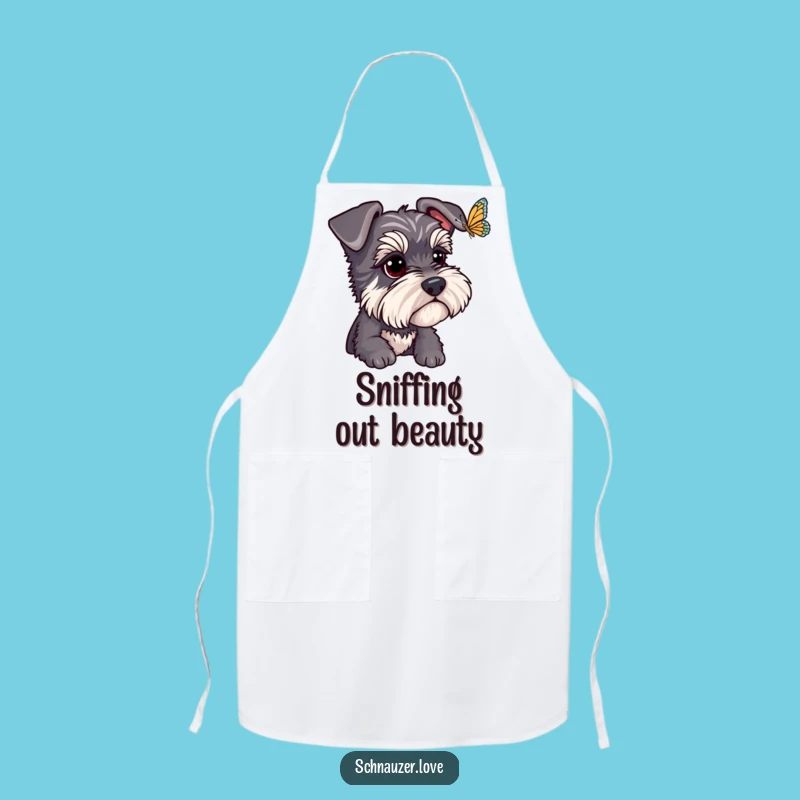 Funny Schnauzer Butterfly Watch Apron: Whimsical Kitchen Gear for Dog Lovers