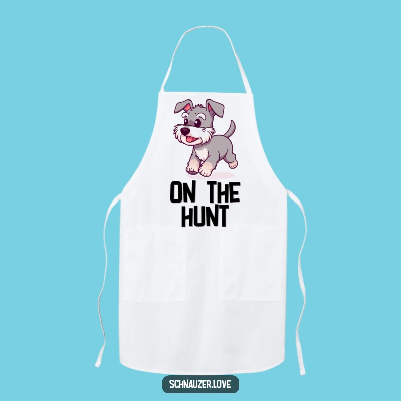 Funny Schnauzer Running Apron: Kitchen Dog Action, Perfect Chef Funny Gift