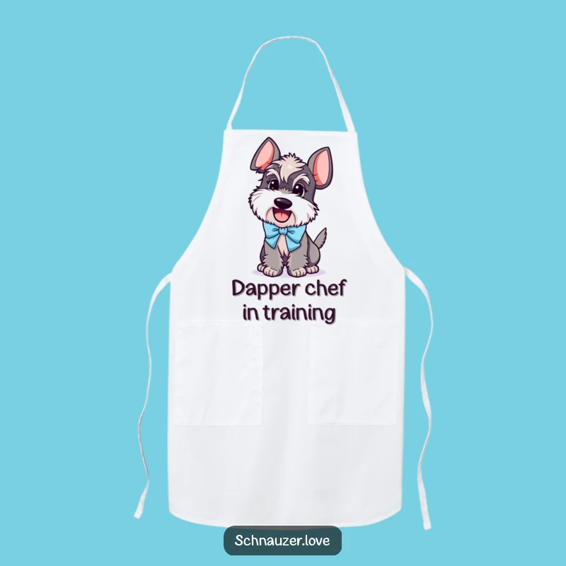 Funny Schnauzer with Bow Apron: Hilarious Kitchen Accessory Gift for Dog Lovers