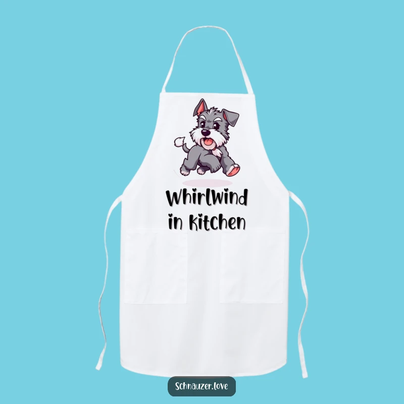 Funny Schnauzer Tail Apron: Chef's Playful Dog Chasing Tail, Humorous Pet Kitchen Gift