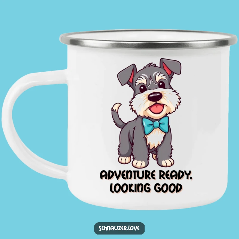 Funny Schnauzer Campfire Mug: Dapper Adventures!