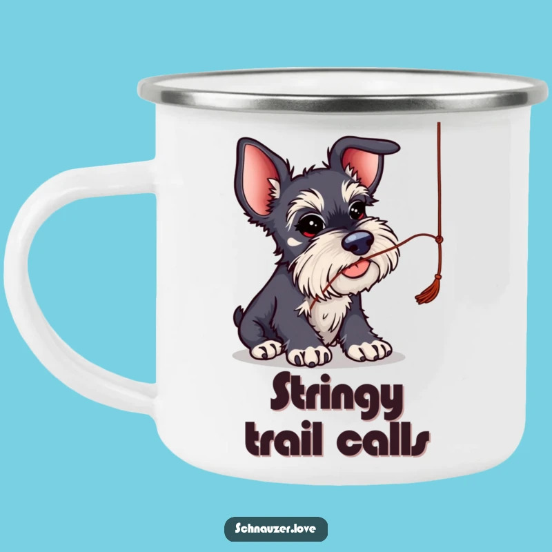 Funny Big Ear Schnauzer String Play Camping Mug: Your Whimsical Companion for Adventures
