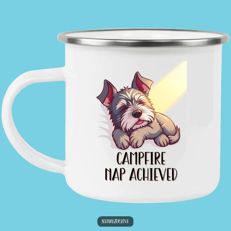 Funny Contented Schnauzer Camping Mug - Sip Peacefully Outdoors, Perfect Funny Gift!