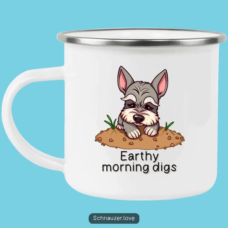 Funny Eyebrow Schnauzer Digging Camping Mug: Your Hilarious Companion for Outdoor Adventures