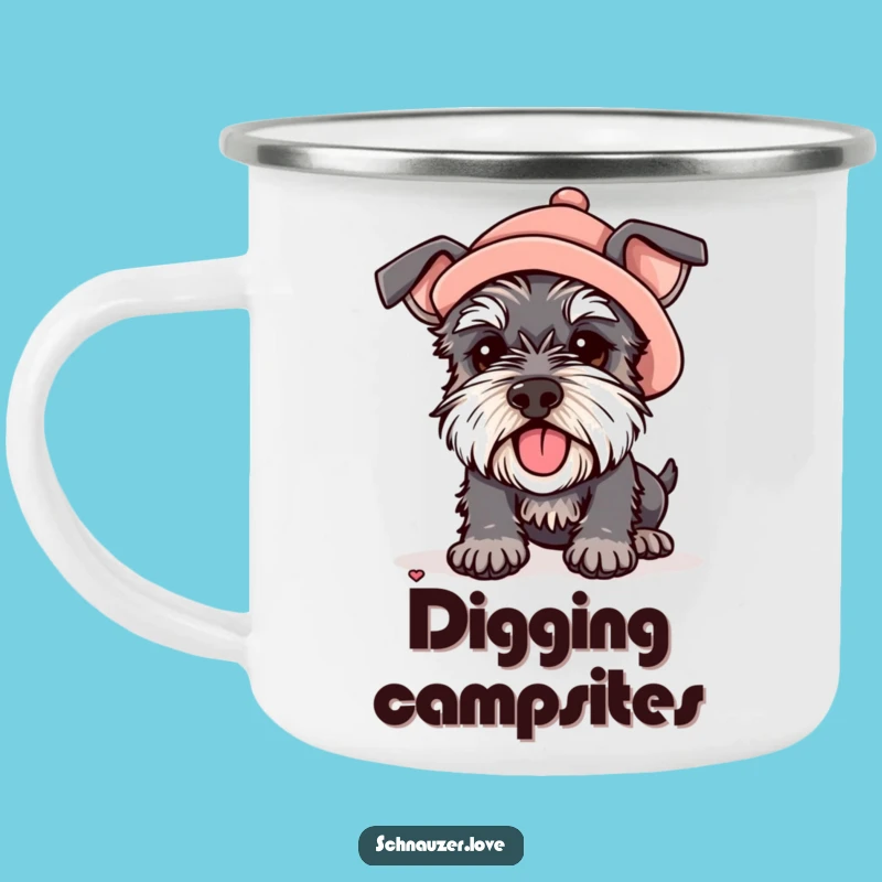 Funny Hat Schnauzer Camping Mug: Digging Adventure, Perfect Outdoor Gift