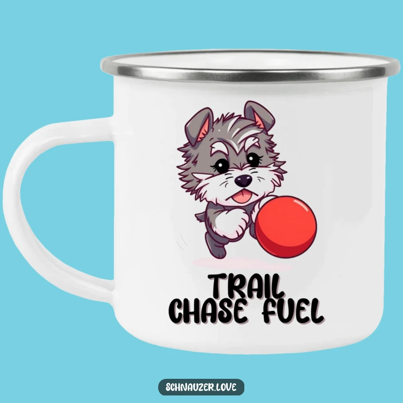 Funny Schnauzer Ball Chase Camping Mug: Enjoy Adventure with Playful Pup