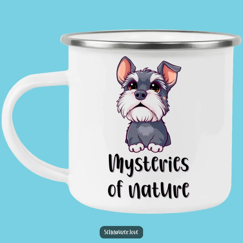 Funny Schnauzer Camping Mug: Durable Curious Dog Adventure Mug
