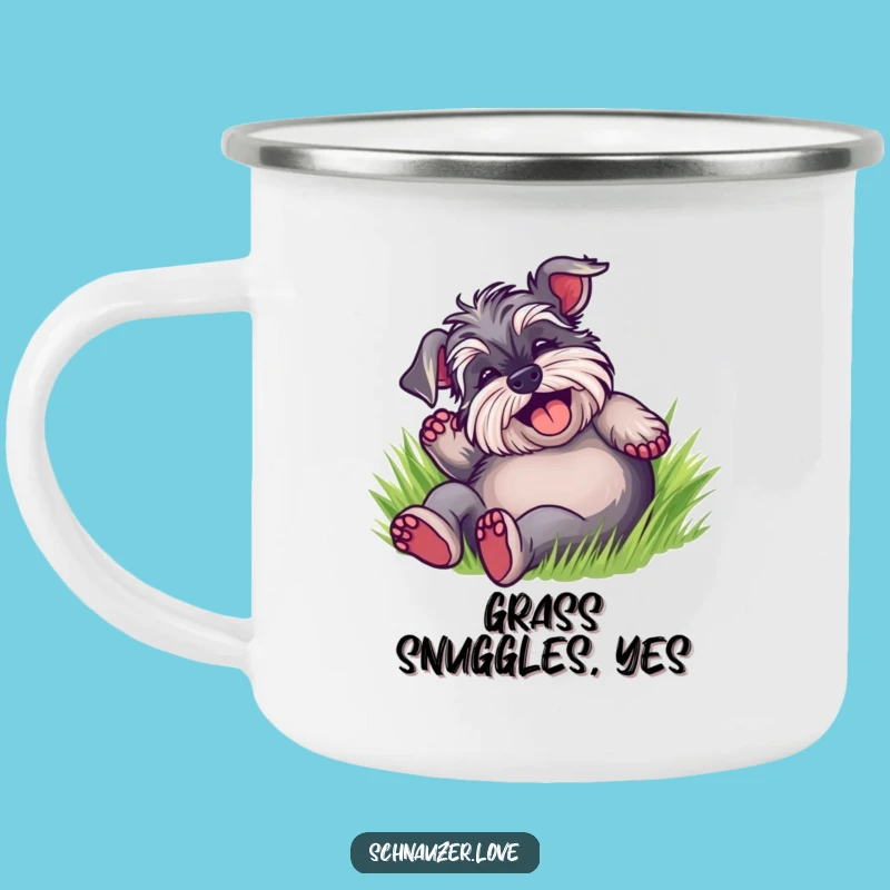 Funny Schnauzer Grass Roll Camping Mug: Outdoor Dog Humor, Perfect Adventure Funny Gift