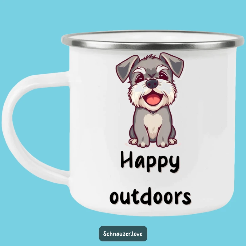 Funny Schnauzer Ears Camping Mug: Happy Bark Adventure, Perfect Outdoor Gift