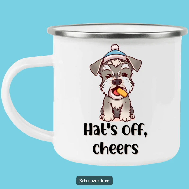 Funny Schnauzer Begging Treat Camping Mug: Adventure Buddy with Canine Charm