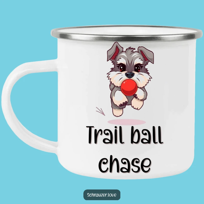 Funny Schnauzer Ball Chase Camping Mug - Durable Dog Gift for Playful Adventures