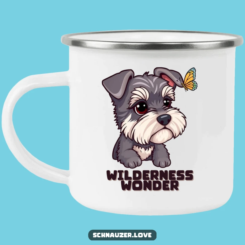 Funny Schnauzer Butterfly Watch Camping Mug: Outdoor Whimsy & Dog Lover Gift