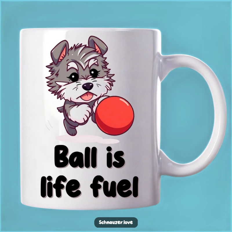 Funny Schnauzer Ball Chase Mug: Joyful Play Captured in a Hilarious Gift