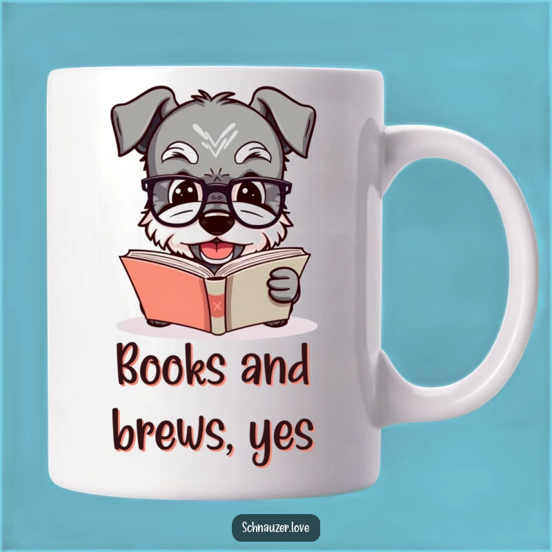 Funny Schnauzer Reading Mug: Smart Dog with Glasses, Perfect Humorous Book Lover Gift