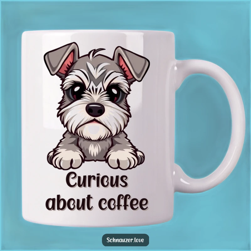 Funny Curious Schnauzer Mug, Eyebrows Tilt Gift for Puzzled Dog Lovers