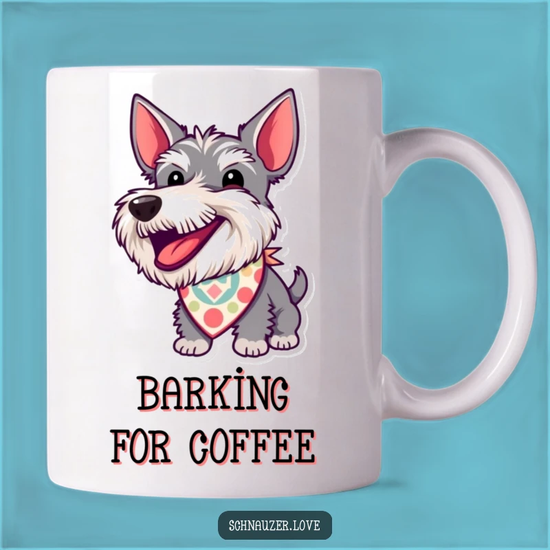 Excited Schnauzer Bandana Mug: Funny Barking Dog Lover Gift