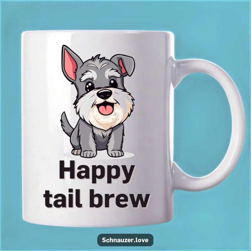 Funny Happy Schnauzer Wagging Tail Mug: The Perfect Humorous Gift for Joyful Dog Owners