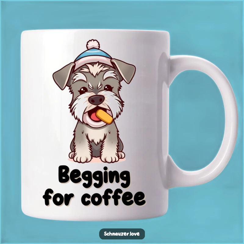 Funny Schnauzer Begging Treat Mug: Adorable & Humorous Dog Lover Gift
