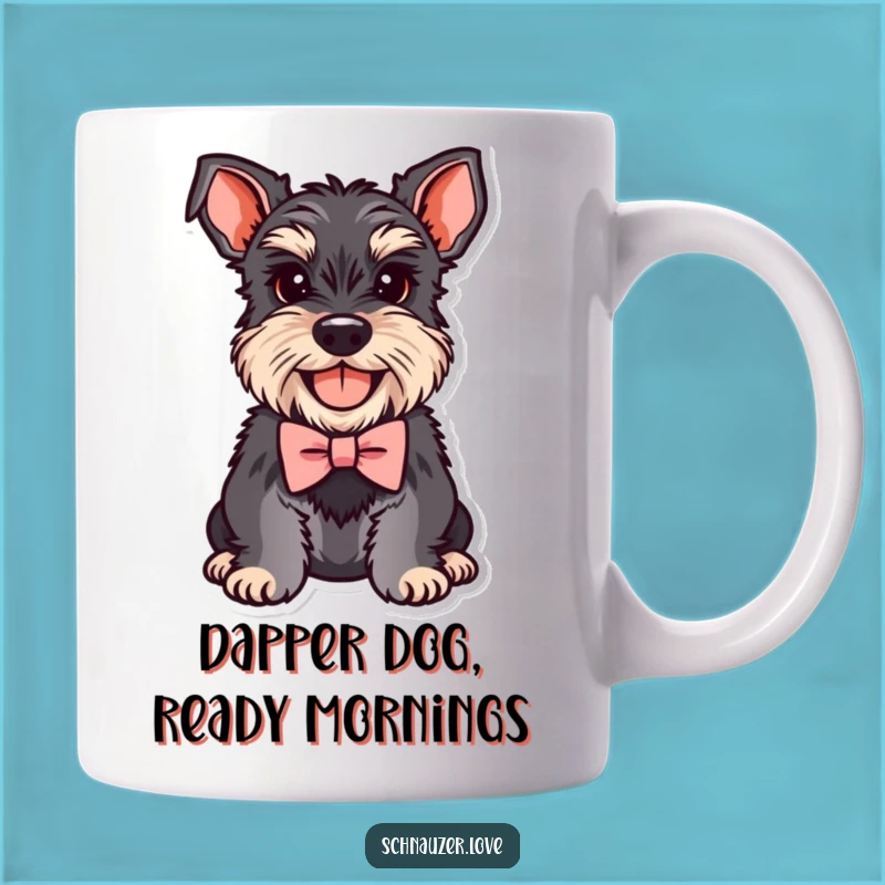 Funny Schnauzer Bowtie Mug: Adorable Smiling Dog, Perfect Funny Gift for Schnauzer Lovers