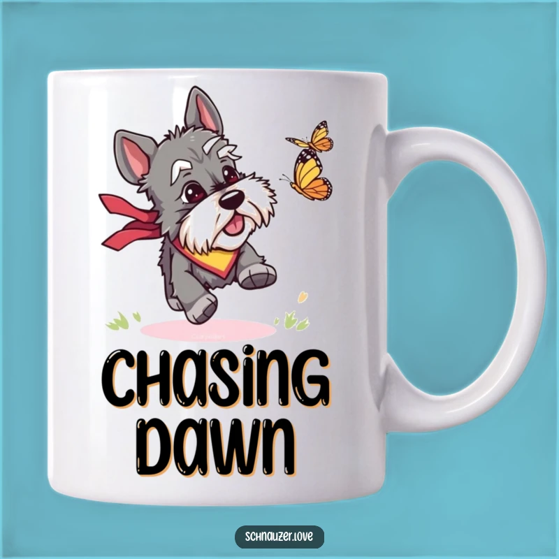 Funny Schnauzer Butterfly Mug: Playful Chase, Perfect Gift for Dog Lovers
