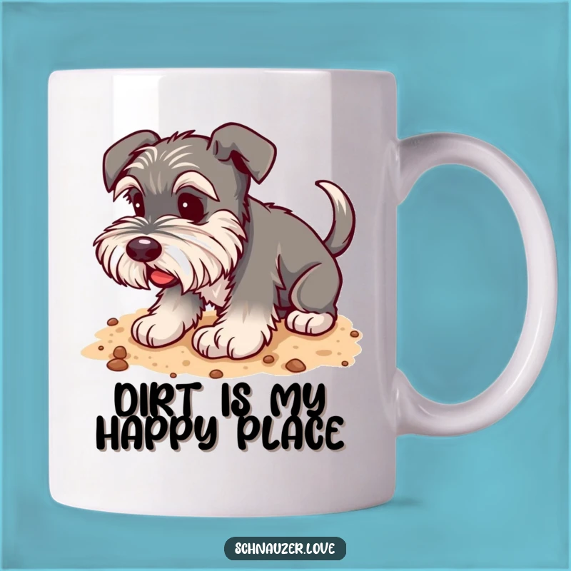 Funny Schnauzer Digging Mug: Happy Dog Lover Gift for Enthusiastic Diggers