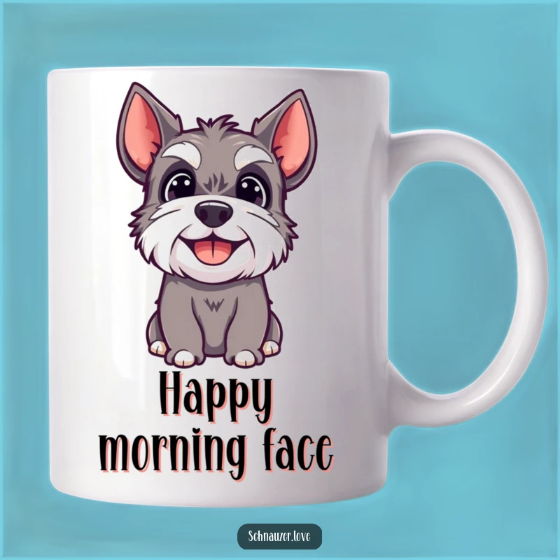 Funny Happy Schnauzer Mug: Adorable Dog Art for a Cheerful Gift