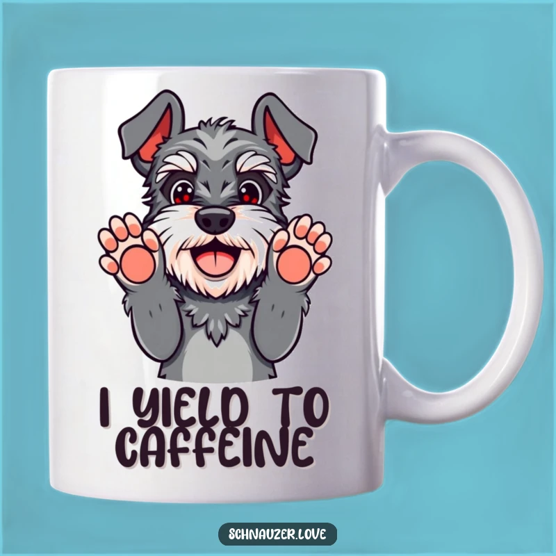 Funny Schnauzer Surrender Mug - Playful Paws Up Gift for Dog Lovers