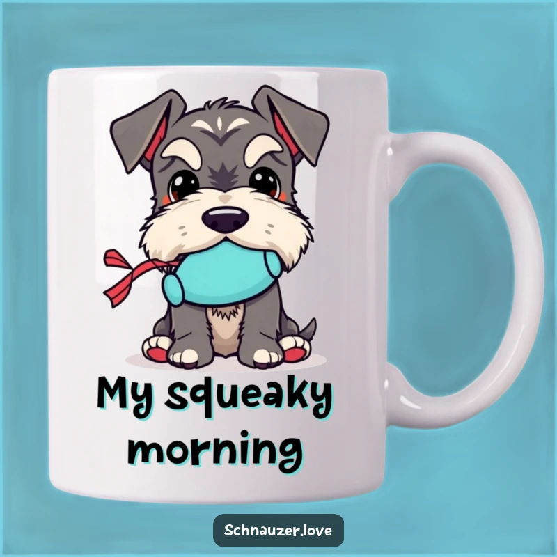 Funny Schnauzer Toy Mug: Cute Dog Holding Squeaky Toy, Perfect Gift for Schnauzer Fans