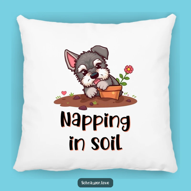 Comfortable Funny Schnauzer Pillow: Soft Mischievous Garden Accent