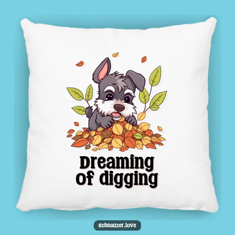 Funny Schnauzer Leaf Pillow: Cozy and Comical Autumn Dog Accent