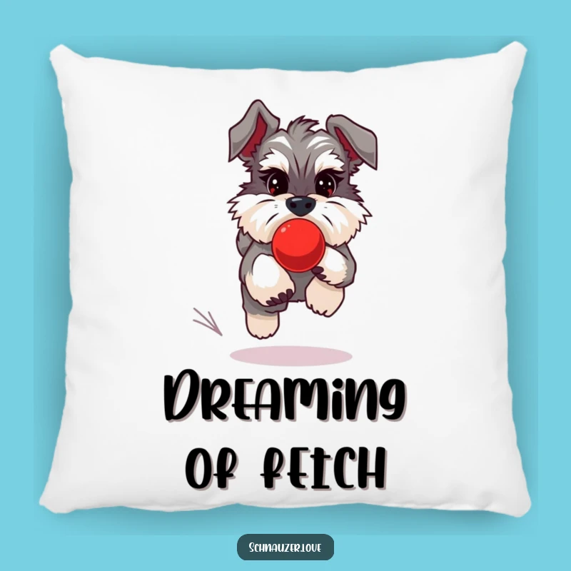 Funny Schnauzer Ball Chase Pillow - Comfy Dog Accent and Playful Gift