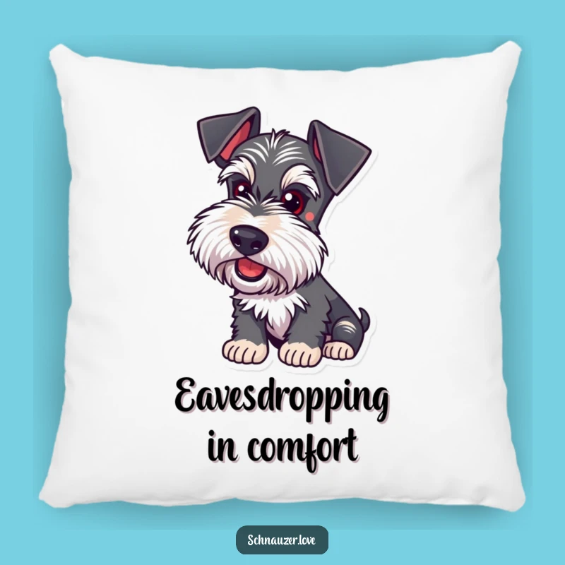 Funny Schnauzer Listening Pillow: Comfy Cushion with an Attentive Dog Design