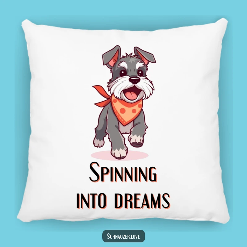 Funny Schnauzer Tail Chase Pillow: Comfy Silly Accent!