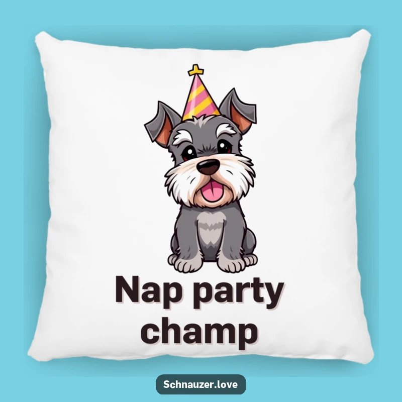 Funny Schnauzer Party Hat Pillow: Cozy Comfort with Festive Flair
