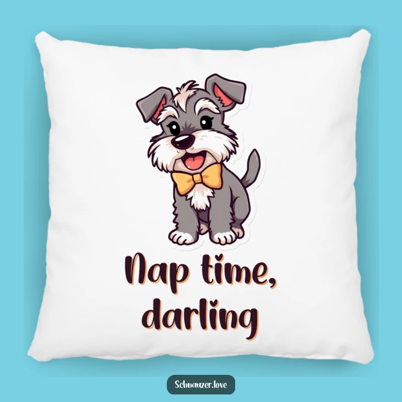 Soft Funny Schnauzer Bow Pillow: Excited Dog Wagging Tail Comfort, Cozy Decor Gift