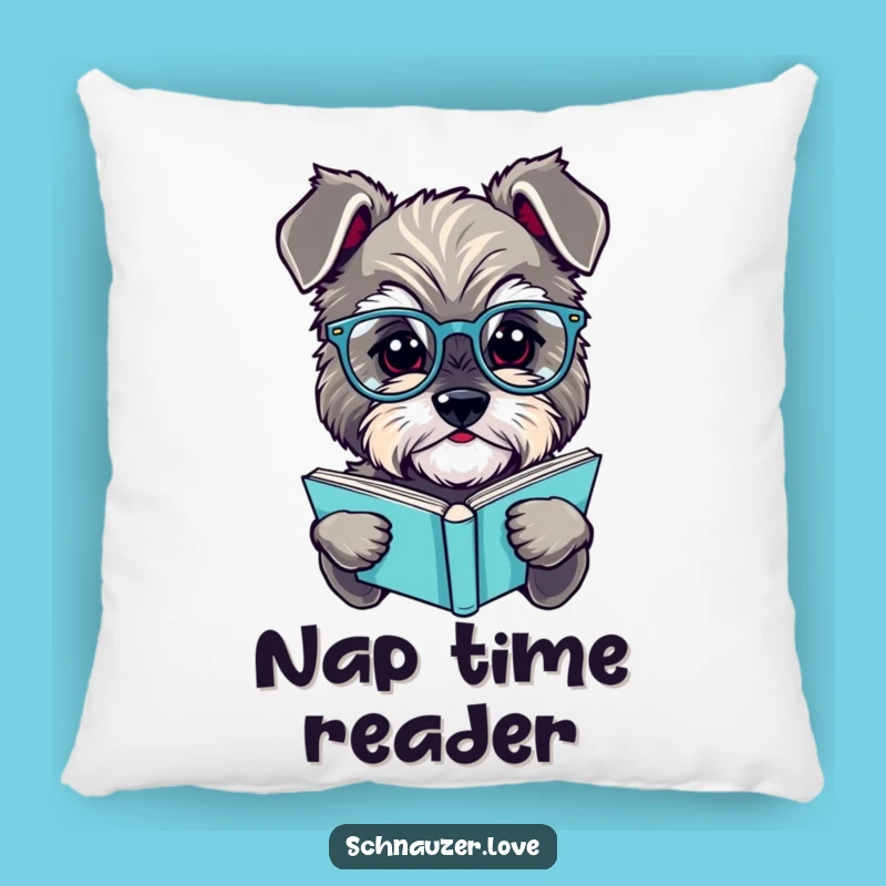 Comfortable Funny Schnauzer Pillow: Soft Scholarly Dog Accent