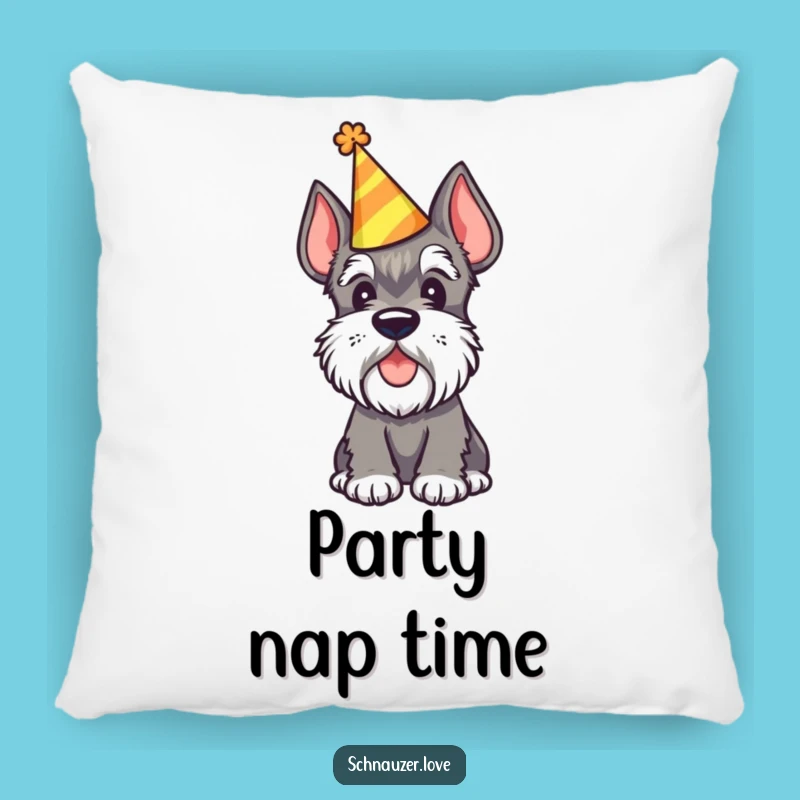 Funny Party Schnauzer Pillow - Comfy Dog Accent and Festive Gift