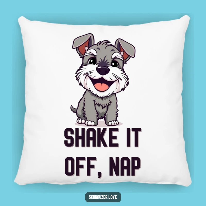 Funny Schnauzer Grin Pillow: Shaking Dog Comfort Gift