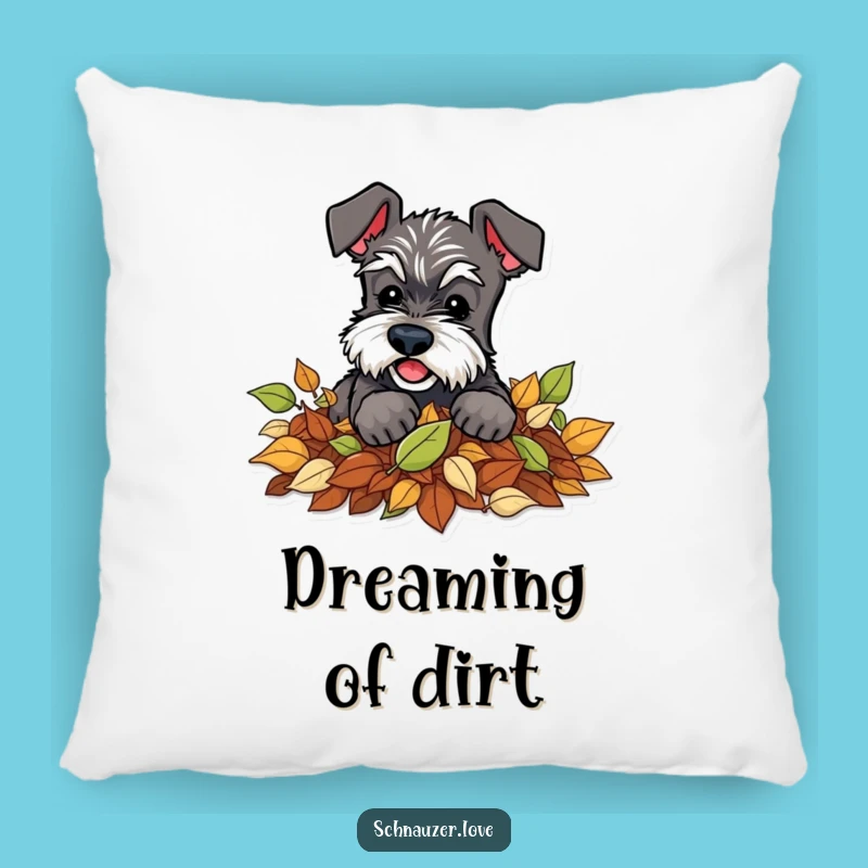 Soft Funny Schnauzer Leaves Pillow: Playful Digging Comfort, Cozy Autumn Gift
