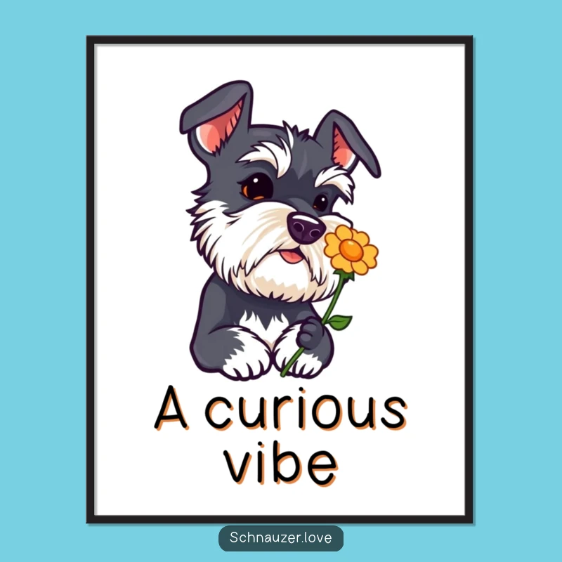 Funny Schnauzer Curiosity Digital Art - Head Tilt Flower Sniffing