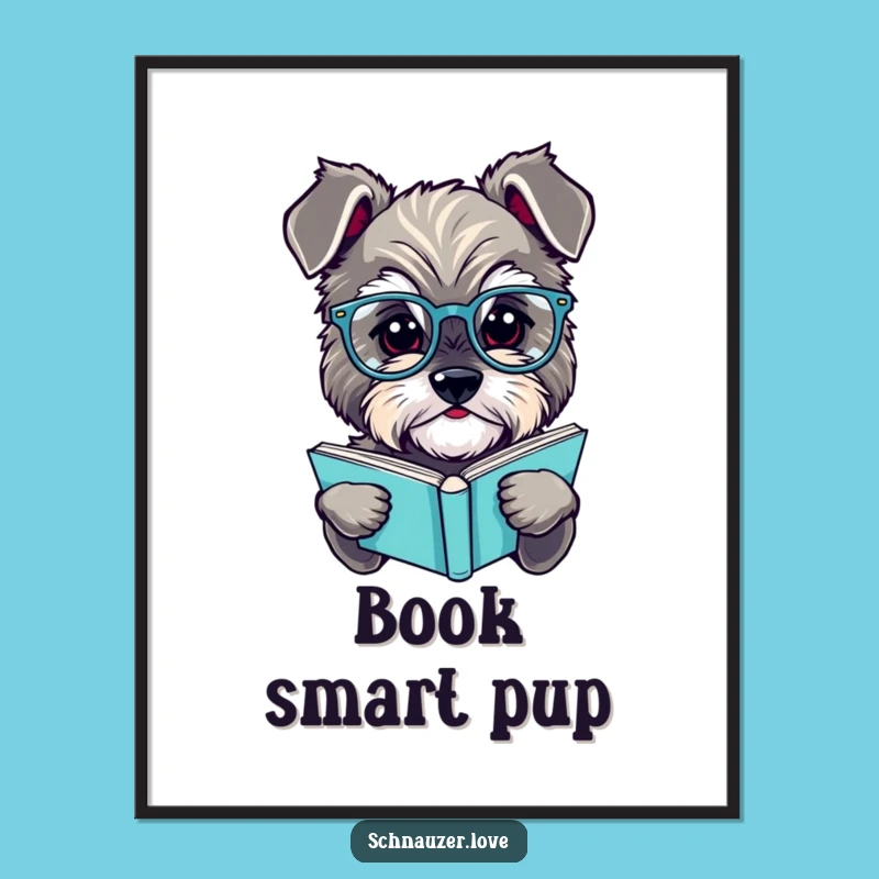 Funny Schnauzer Digital Art: Instant Download of Scholarly Dog Charm