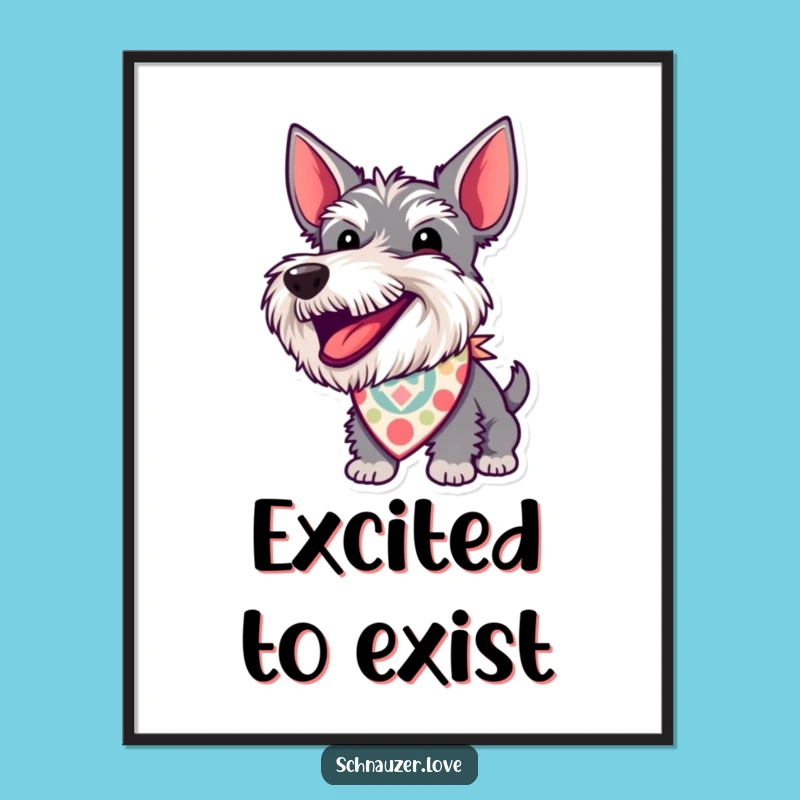 Funny Schnauzer Digital Art: Barking Excitement Print Gift