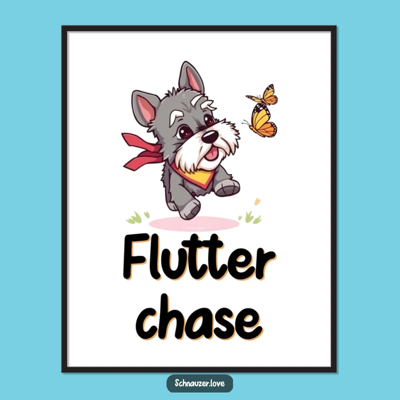 Funny Schnauzer Butterfly Digital Art: Instant Chase Fun, Perfect Unique Gift