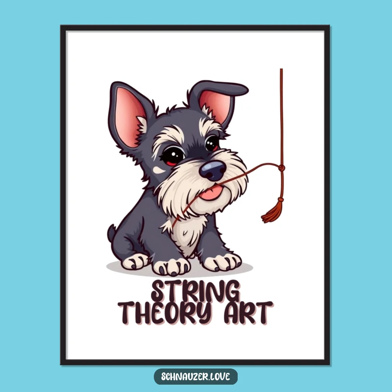 Funny Big Ear Schnauzer String Play Digital Art Print: Instant Whimsical Decor for Dog Lovers