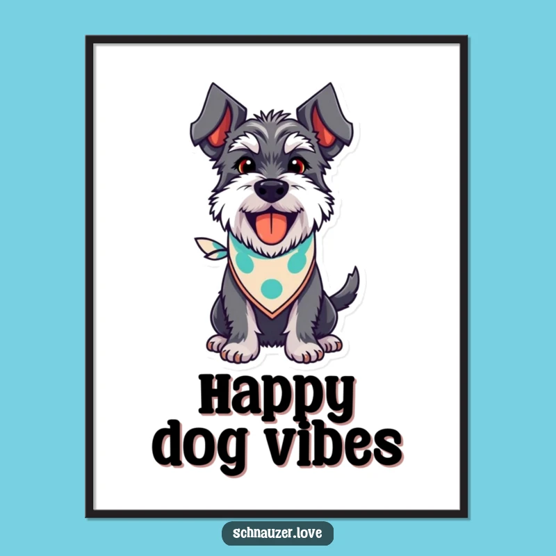 Funny Schnauzer Bandana Digital Art, Humorous Dog Wall Decor Gift