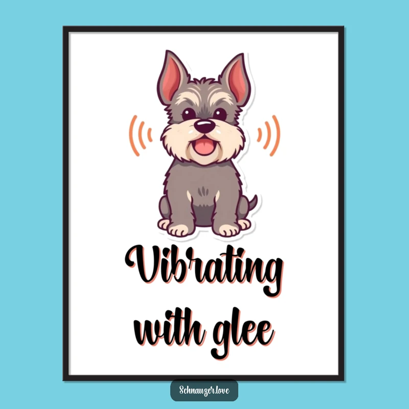 Funny Schnauzer Bark Digital Art, Sound Wave Silhouette Print Gift