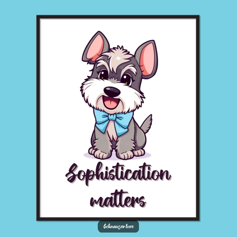 Funny Schnauzer Bow Digital Print: Instant Downloadable Excited Dog Art