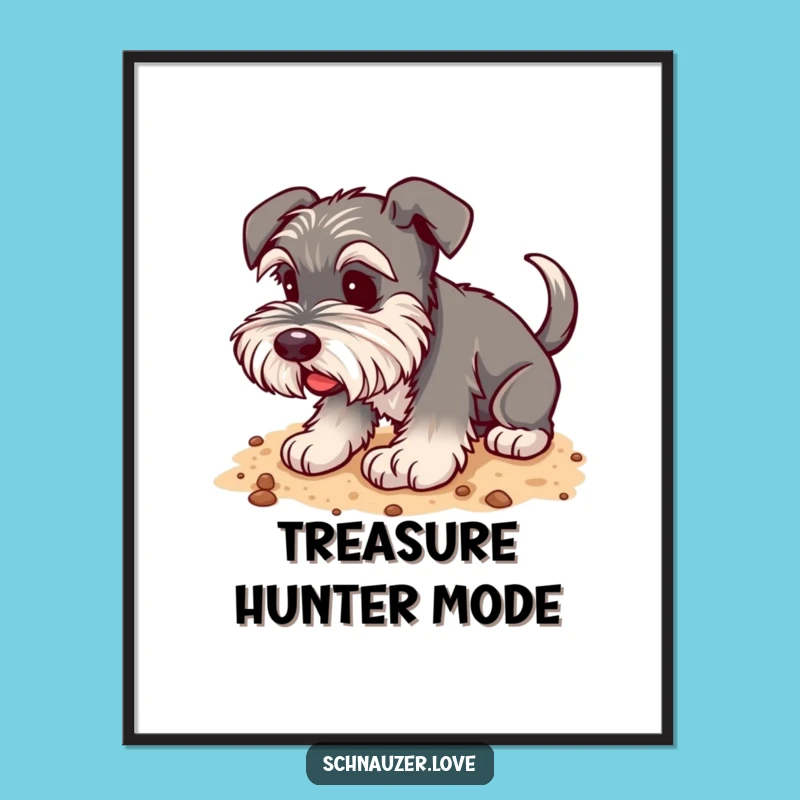Funny Schnauzer Digging Digital Print: Instant Happy Dog Art, Perfect Funny Gift